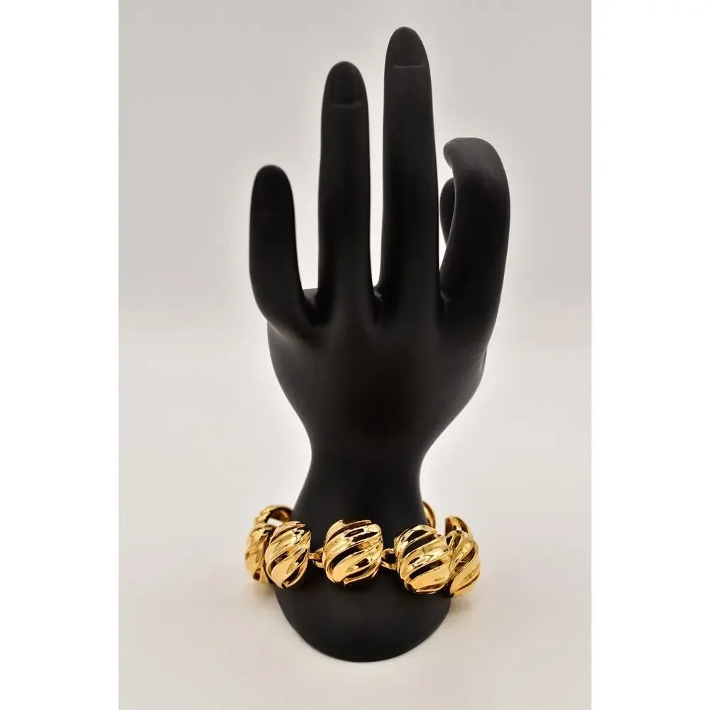 Anne Klein Vintage Chunky Chain Bracelet Shiny Gold Linked Signed 90s 1990s Bin7